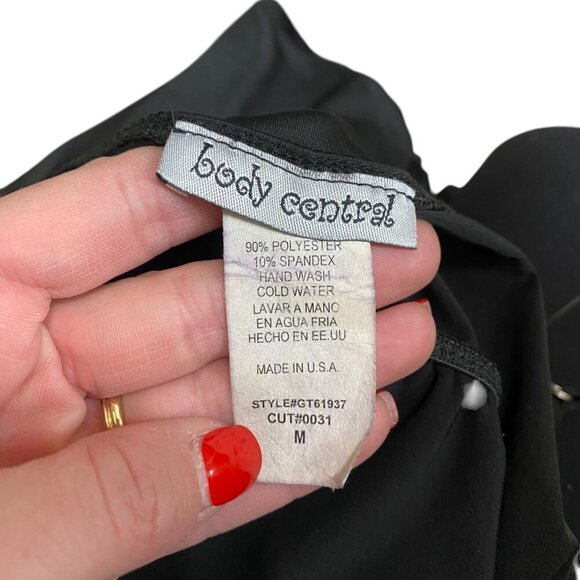 Y2K Body Central Black Mini Dress w/ Beaded Straps Padded Bust Stretch - Size M - Picture 5 of 6